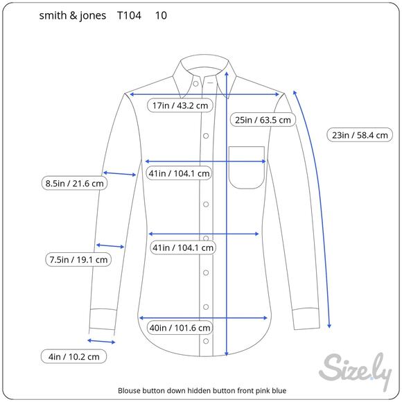Blouse button down hidden button front pink blue - Picture 10 of 10